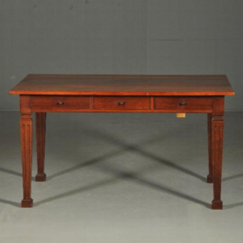 Antieke bureaus / Strakke partnerschrijftafel met 6 laden ca. 1890 in mahonie (No.521761)