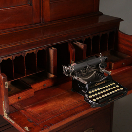 Engelse boekenkast met schrijflade of Buro bookcase ca 1820 rood leer ingelegd (No.971240)