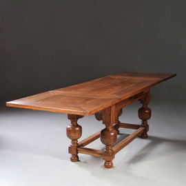 Lange smalle Renaissance tafel ca 1630 eikenhout met originele bladen tot 12 personen (No.922215)