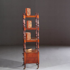 Antieke bijzettafels / Zeer hoge Victoriaanse library stand / "what not" / etagere 1870 mahonie  (No.611565)