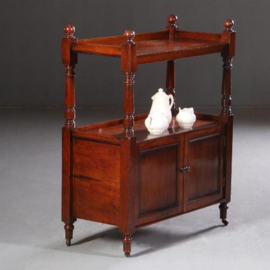 Antieke kasten / Engelse mahonie etagère ca. 1870 met 2 kleine deurtjes (No.661755)