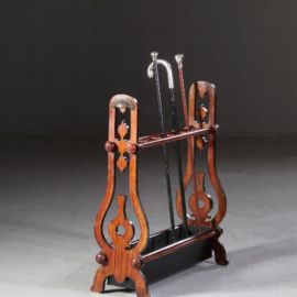 Antiek Varia / Paraplurek ca. 1900 met lekbak eiken brons en ijzer, ook voor hockeysticks  of wandelstokken (No.723046)