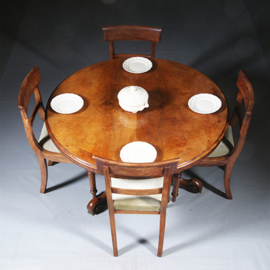 Ronde tilttop Victoriaanse eetkamertafel in wild noten ca 1860 (No.281415)