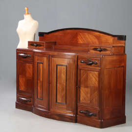 Art Deco Dressoir "t Woonhuys" ca 1920 mahonie Coromandel grepen met zeewezens  (No.960410)
