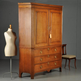 Antieke kast / Blond eikenhouten Hollands Louis Seize kabinet ca. 1790 (No.450215)