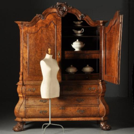 Antieke kast / Hollands Rococo Kabinet ca. 1755 in afzeliawortel (No.393015)