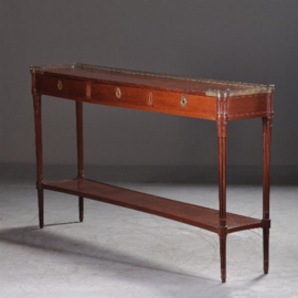 Antieke bijzettafels / Wandtafel of sidetable ca. 1890 in mahonie met bronzen randje (No.942854)