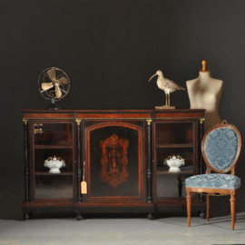 Antieke kast / vitrinekast / Credenza in ebben met noten en gezwart notenen ca. 1880  (No.501307)