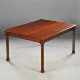 Antieke tafel / Hollandse mahonie Art Deco eetkamertafel / werktafel in massief mahonie met inlegwerk (No.590257)