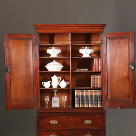 Engelse boekenkast met schrijflade of Buro bookcase ca 1820 rood leer ingelegd (No.971240)