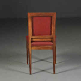 Antieke stoelen / 6 Empire stoelen ca. 1820 met fraai oud rood leer ca. 1825 (No.470755)