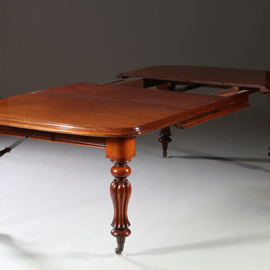 Engelse mahonie wind out table ca 1870 met slinger en twee bladen tot 2,40 m(No.951435)