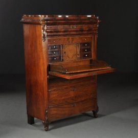 Antieke bureaus / Secretaire ca. 1875 met heel veel vakjes in mahonie (No.430800)