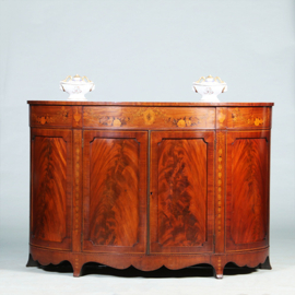 Half rond sideboard in mahonie met fantastische kwaliteit inlegwerk ca 1875 (No.281450)