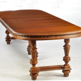 Antiek tafels / Schitterend gerestaureerde antieke Franse coulissentafel ca. 1875 tot 3.14 m. lengte (No.639963)