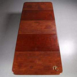Lange Engelse eetkamertafel met 3 inlegbladen in mooie oude kleur [No.222905)