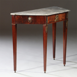 Wandtafel eind 18e eeuw  mahonie brons  grijs geaderd marmer blad   (No.951420)