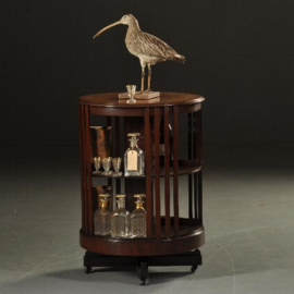 Antieke kast / Ronde mahonie boekenmolen  ca. 1900 draaibaar en op wieltjes (No.501301)