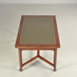 Antieke tafel / werktafel / eettafel  270 X 95 mahonie ca. 1910 met groen inleg  (No.370551)
