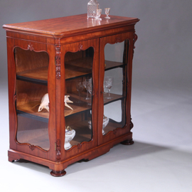 Vitrine of display cabinet in mahonie met interieur van vogeloog ca 1860 Willem III (No.991920)