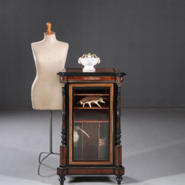 Antieke kasten / Rijk uitgevoerde muziekkast Engels ca. 1880 wortel, ebben, ivoor brons (No.782755)