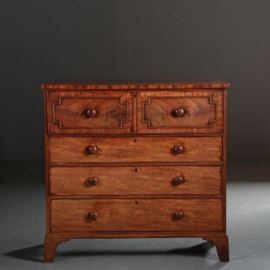 Antieke kast / Commode ca. 1800 met bureaulade met 3 grote laden, 8 kleine lades, deurtje en 8 postvakjes (No.591032)