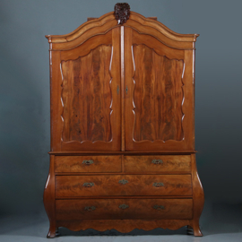Blond mahonie gebogen kabinet  met bloemmahonie panelen ca 1840 [No.843058)