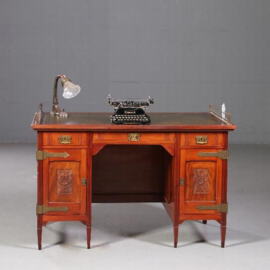 Antiek bureau / Hollands art Nouveau bureau met geldlade en postklemmen ca. 1895 (No.752832)