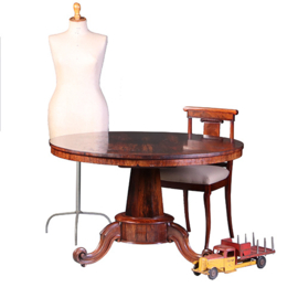 Ronde eetkamertafel massief palissander in verouderde kleur ca 1850 Engeland (No.991410)