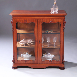 Vitrine of display cabinet in mahonie met interieur van vogeloog ca 1860 Willem III (No.991920)