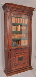 Antieke kast / Uitzonderlijk hoge én smalle boekenkast 2,53 m. hoog ! ca. 1870 (No.76184)