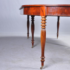 Antieke tafel / Franse coulissentafel ca. 1870 in mahonie 3,60 m lang (No.950456)