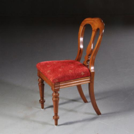 Antieke stoelen / Stel van 6 vroeg Victoriaanse mahonie  eetkamerstoelen  ca. 1870 met viool-vormige rugregel Incl. stoffering naar wens (No.681422)