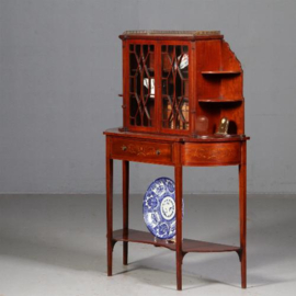 Antieke kast / Maple & Co Salonkast / vitrinekast ca. 1870 mahonie met inleg (No.771751)