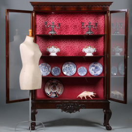 Zeer uitbundig Chippendale stijl display kabinet ca 1890 in mahonie (No.211750)
