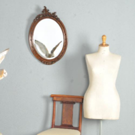 Antieke spiegels / Hollandse eikenhouten spiegel ca. 1900 ovaal gestoken lijst  facet geslepen (No.272154)