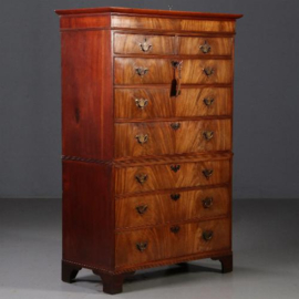 Antieke ladenkasten / Chest on Chest / Tallboy ca. 1790 in mahonie met geheim compartiment  (No.820312)