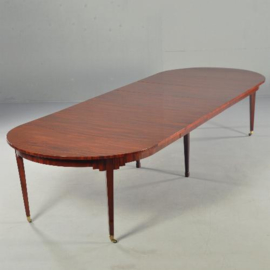 Antieke tafel / Hollandse Louis Seize coulissentafel ca. 1800 mahonie 3,67 m. lang (No.110553)