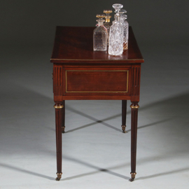 Hollandse Lodewijk XVI wandtafel als schenktafel in mahonie met verguld messing (No.260665)