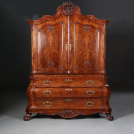 Antieke kast / Groot Hollands rococo kabinet ca. 1760 mahonie (No.652521)
