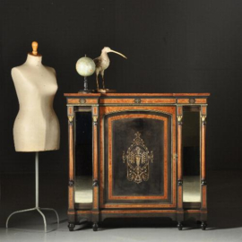 Antieke kast / Victoriaanse credenza ca. 1870 in ebben- en notenhout en spiegelpanelen (No.450216)