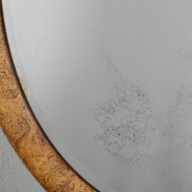 Antieke spiegels / Ovale facet geslepen Paris mirror in goudkleurig wortel ca 1920 (No.851095)