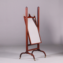 Unieke in hoogte verstelbare Engelse passpiegel ook kantelbaar ca 1890 (No.412015)