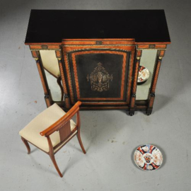 Antieke kast / Victoriaanse credenza ca. 1870 in ebben- en notenhout en spiegelpanelen (No.450216)