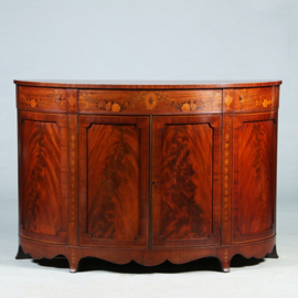 Half rond sideboard in mahonie met fantastische kwaliteit inlegwerk ca 1875 (No.281450)
