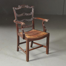 Antieke stoelen / stel van 8 mahonie ladderbacks vm Norman & Stacey 1910 bekleding naar wens (No.481843)