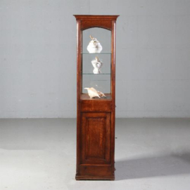 Antieke kast / Vrijstaande vitrinekast met aan 5 kanten glas ca. 1900 eikenhout (No.723048)
