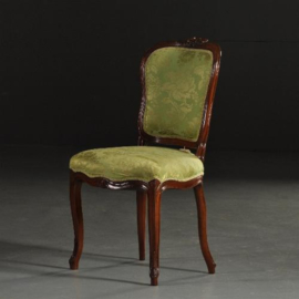 Antieke stoelen / 1 Rococo eetkamerstoel in mahonie ca. 1755 met zijdedamast (No.210852)