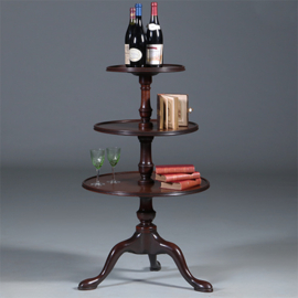 Stommeknecht in massief mahonie ca 1800 met 3 ronde plateau's wv 2 draaibaar (No.440520)