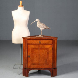 Antieke kast / klein Hollands directoire hoekkastje ca. 1800 noten met o.a. ebben en satijnhout (No.662714)